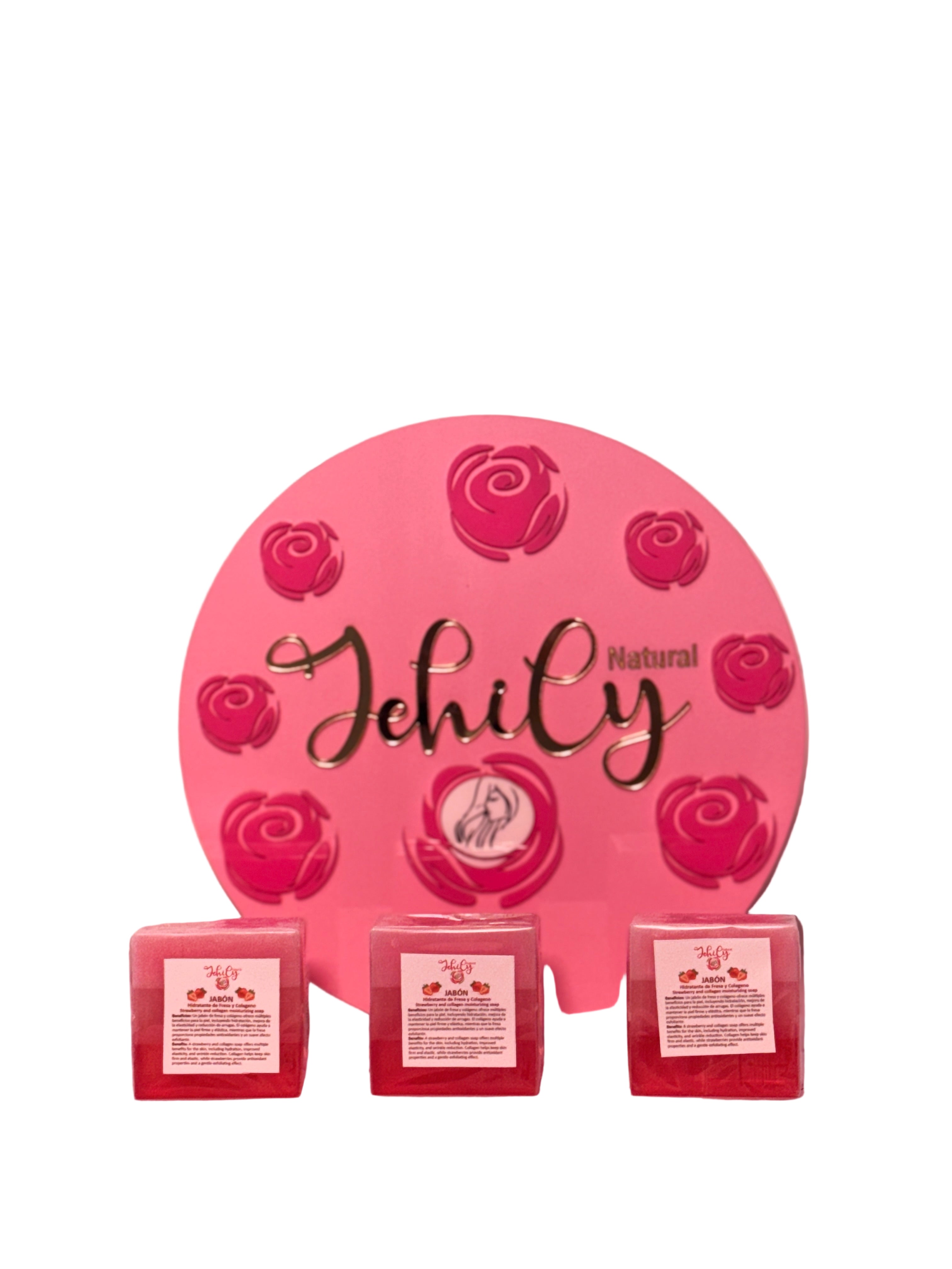 Jabón facial hidratante de fresa y colageno