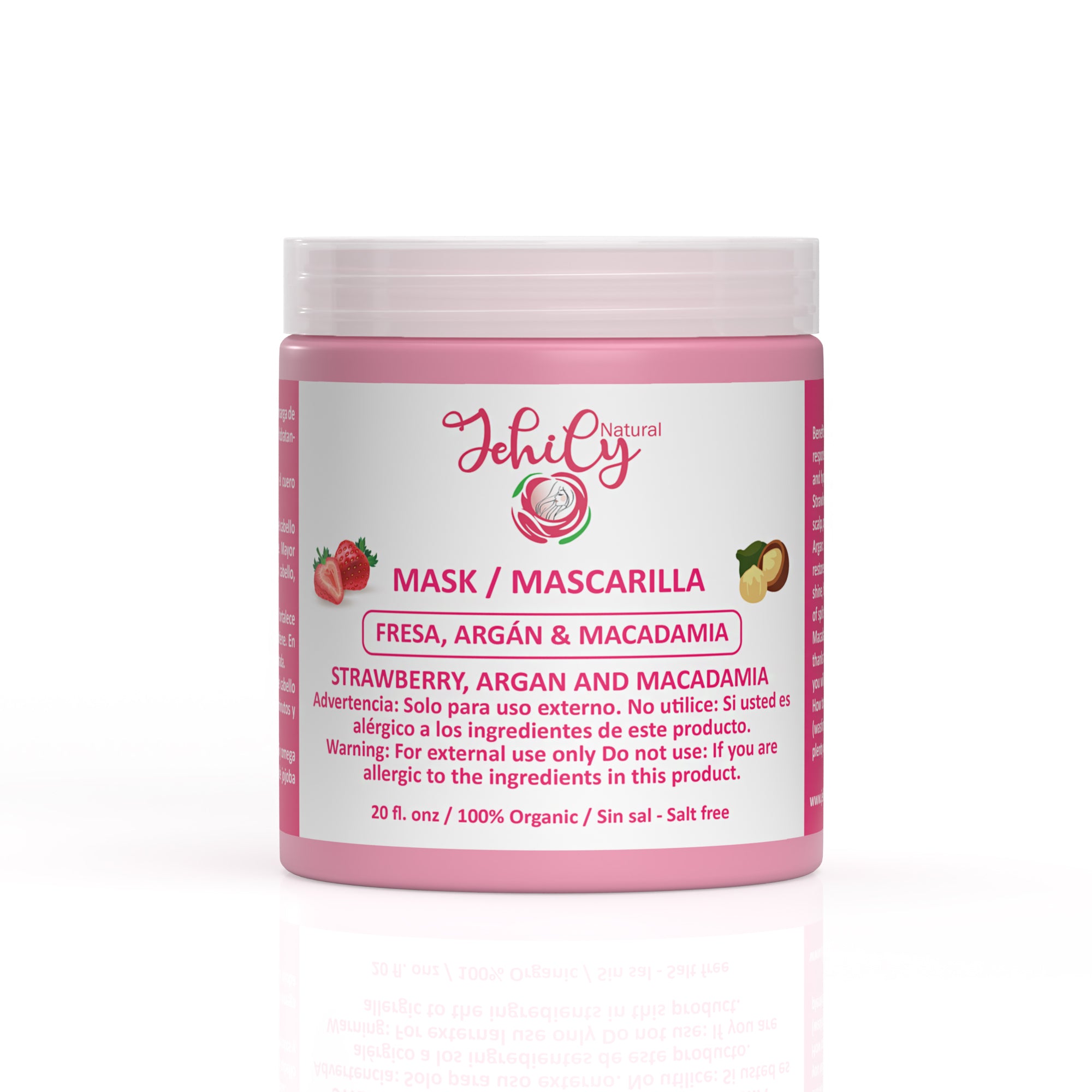 Mascarilla capilar de fresa , Argan y macadamia.